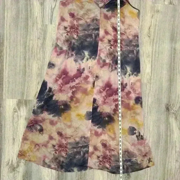 Linea Donatella Women’s Tie Dye Satin Full Length Maxi V Neck Slip Dress Size M - Picture 6 of 6